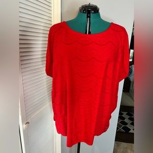 Faded Glory scalloped red lace top size 3X 65%polyester 35% Rayon Lace100% Nylon